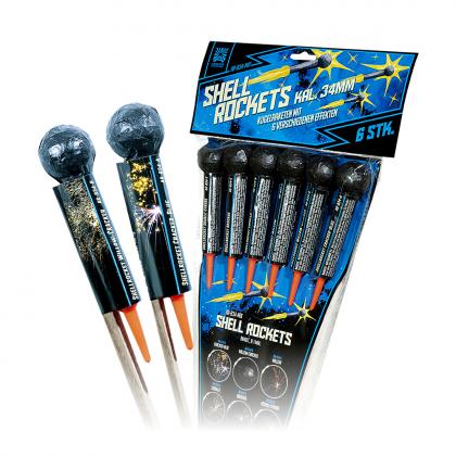 Funke Argento Shellrockets Cal. 34 mm Kugelkopf Raketensortiment 6 Stück