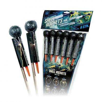 Funke Argento Shellrockets Cal. 38 mm Kugelkopf Raketensortiment 6 Stück