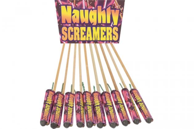 Lesli Naughty Screamers Mini Crackling-Pfeif-Raketen 10er Packung