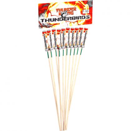 Lesli Thunderbirds Pfeifraketen mit Knall und rotem Effekt 10er Set