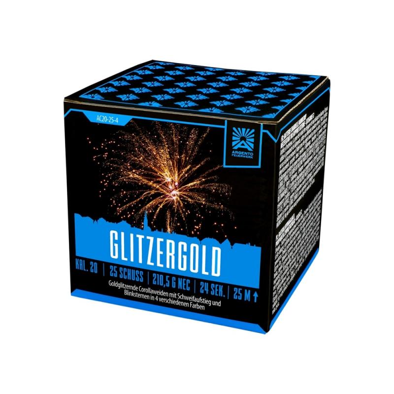 Funke Argento Glitzergold Feuerwerksbatterie 25 Schuss 20mm Funke Argento Glitzergold Feuerwerksbatterie 25 Schuss 20mm