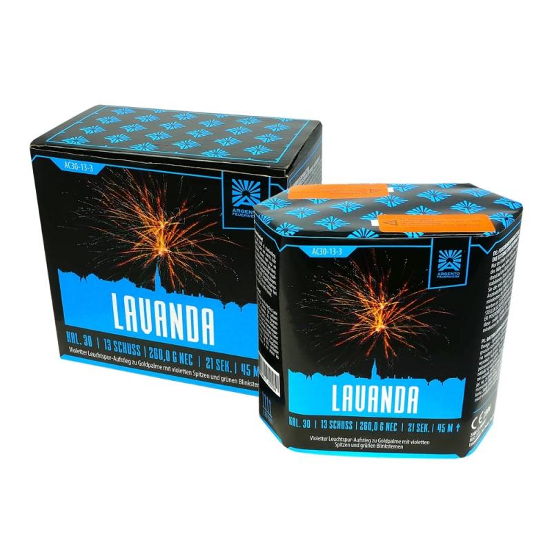 Funke Argento Lavanda Feuerwerksbatterie 13 Schuss 30mm