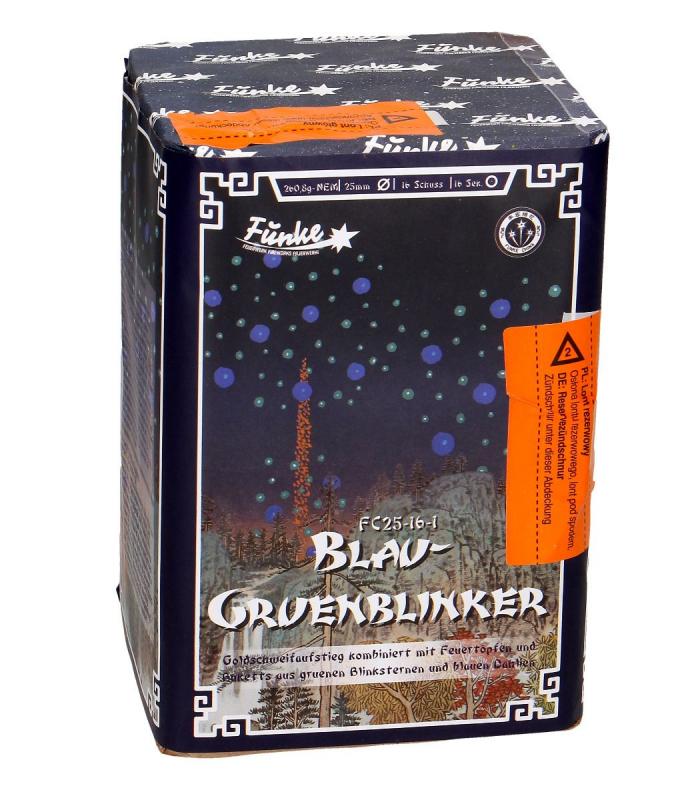 Funke Blau-Grünblinker Feuerwerksbatterie, 16 Schuss Funke Blau-Grünblinker Feuerwerksbatterie, 16 Schuss