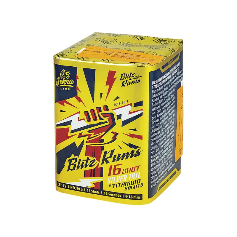 Funke Iskra Line Blitz Rums Salut-Knall Feuerwerksbatterie 16 Schuss 1.3G
