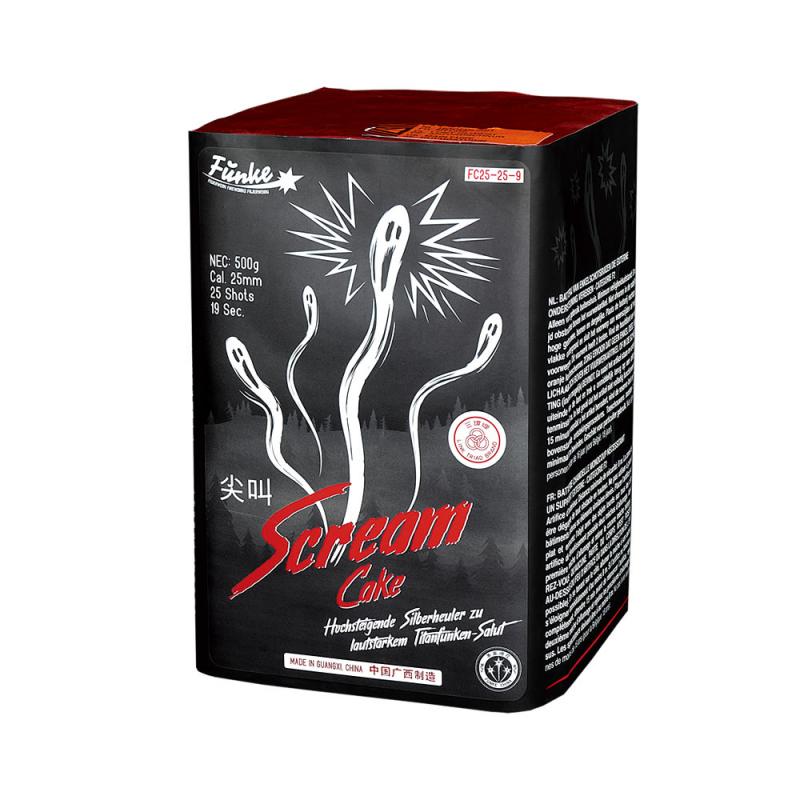 Funke Scream Cake 25 Schuss Tiefton-Silberheuler zu Titansalut 1.3G