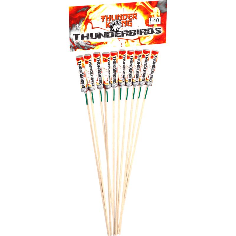 Lesli Thunderbirds Pfeifraketen mit Knall und rotem Effekt 10er Set